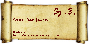 Száz Benjámin névjegykártya