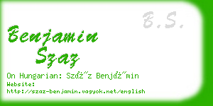 benjamin szaz business card